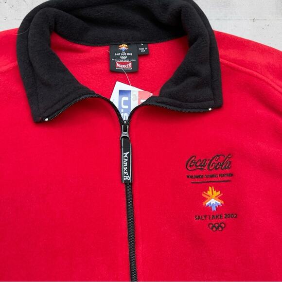 VTG New Y2K Marker 2002 Salt Lake City Olympics Red Fleece Vest USA Size Large - Picture 6 of 9